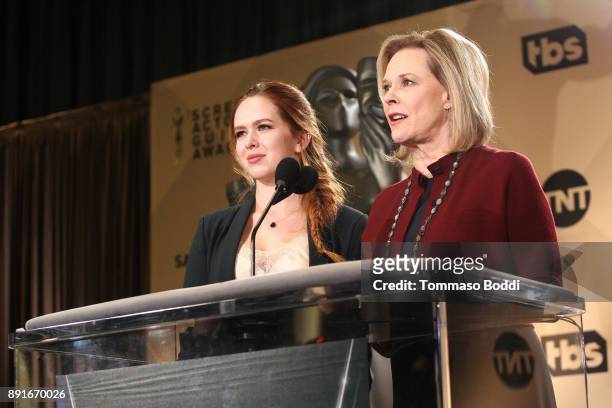 Elizabeth McLaughlin and JoBeth Williams attend the 24th Annual SAG Awards Nominations Announcement at SilverScreen Theater at the Pacific Design...