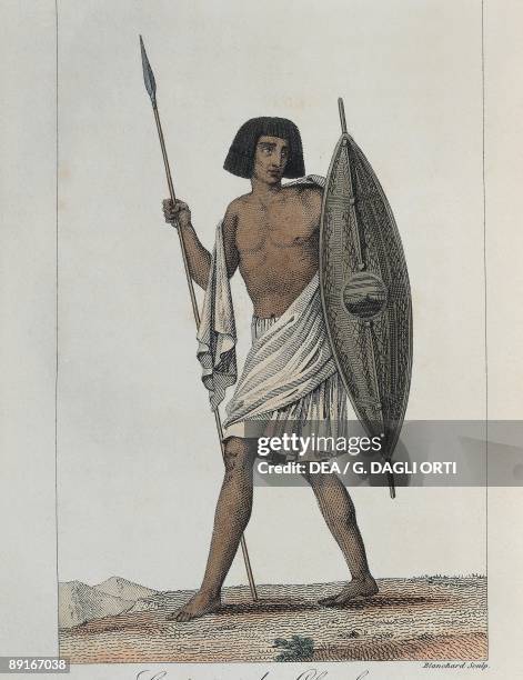 Exploration history, Africa, 19th century, Nubia Chayky costume, Engraving of Blanchard from Voyage a Meroe of Frederic Cailliaud