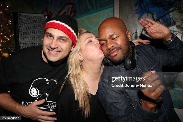 David Rappa, StoryAndRain.com Founder Tamara Rappa, and DJ D-Nice attend the Story And Rain One Year Anniversary on December 12, 2017 in New York...