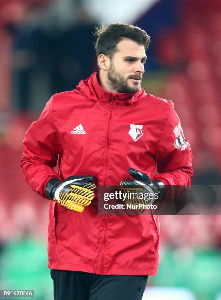 Watford's Orestis Karnezis during Premier League match between Crystal Palace and Watford at Selhurst Park Stadium, London, England 12 Dec 2017.