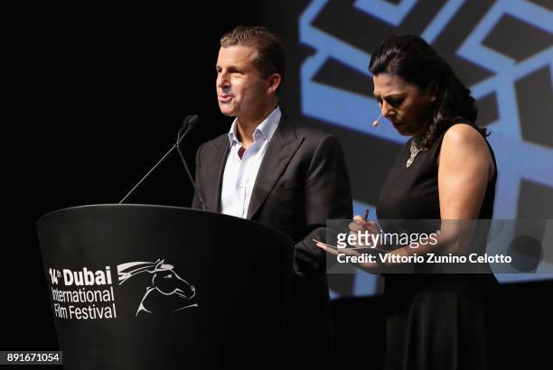 Vice President of Disney Chafic Najia speaks at the "Star Wars: The Last Jedi" Closing Night Gala on day eight of the 14th annual Dubai International...