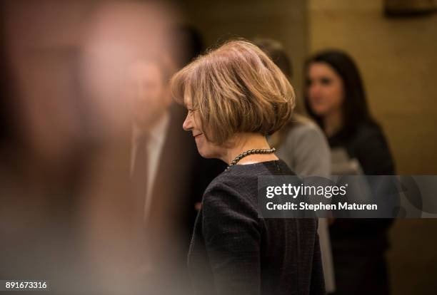 Minnesota Lt. Governor Tina Smith smiles after being introduced as the replacement to Senator Al Franken on December 13, 2017 at the Minnesota State...