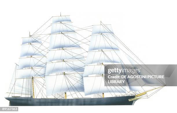 British Cutty Sark clipper Color illustration