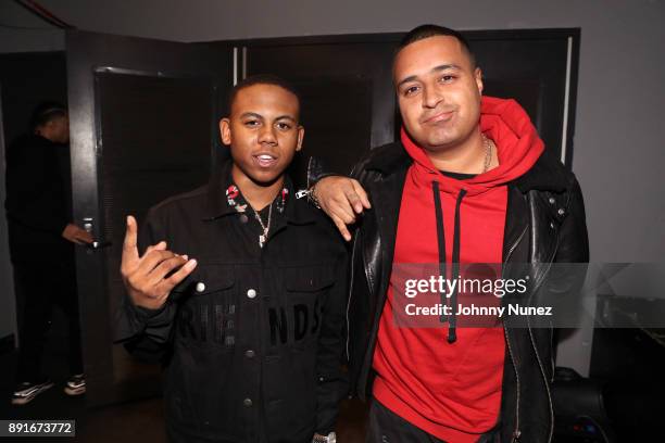 Bay Swag and DJ Camilo backstage at PlayStation Theater on December 12, 2017 in New York City.