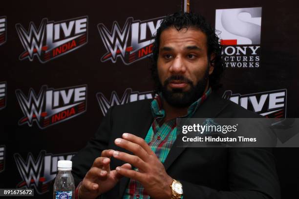 And Indo-Canadian professional wrestler Yuvraj Singh Dhesi, Commonly known as, Jinder Mahal posing for a profile shoot for at Hotel Shangri-La on...