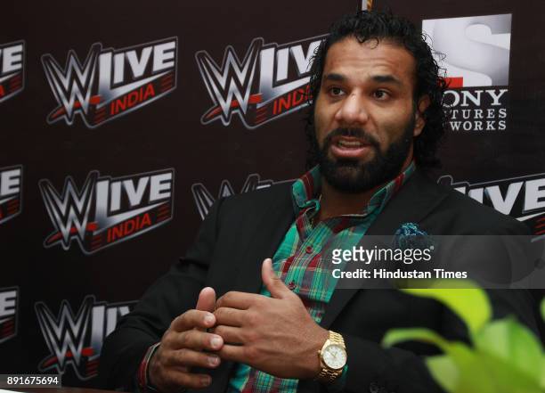 And Indo-Canadian professional wrestler Yuvraj Singh Dhesi, Commonly known as, Jinder Mahal posing for a profile shoot for at Hotel Shangri-La on...