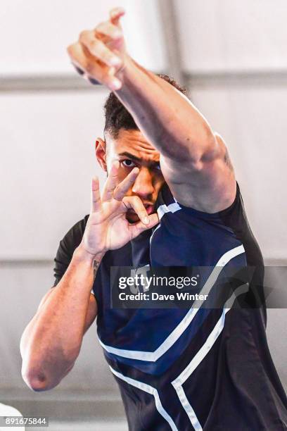 French heavyweight boxer Tony Yoka training at INSEP on December 12, 2017 in Vincennes, France.