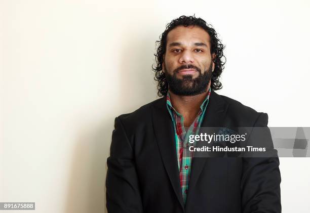 And Indo-Canadian professional wrestler Yuvraj Singh Dhesi, Commonly known as, Jinder Mahal posing for a profile shoot for at Hotel Shangri-La on...