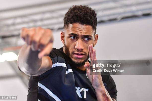 French heavyweight boxer Tony Yoka training at INSEP on December 12, 2017 in Vincennes, France.