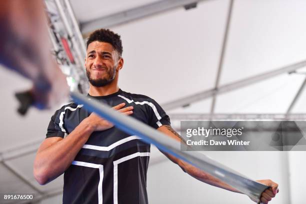 French heavyweight boxer Tony Yoka training at INSEP on December 12, 2017 in Vincennes, France.