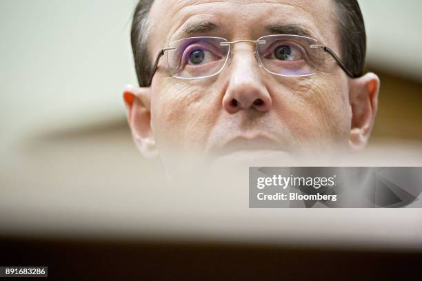 Rod Rosenstein, deputy attorney general, listens during a House Judiciary Committee hearing in Washington, D.C., U.S., on Wednesday, Dec. 13, 2017....