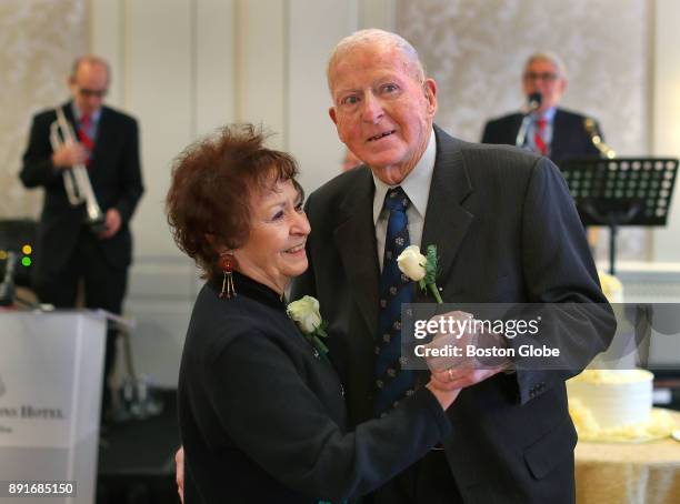 Rose and Frank Murphy, who have been married for 66 years, enjoy a dance to the song "Moon River" during the annual Boston Elderly Commission Golden...