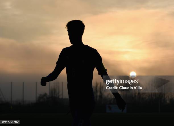 Filippo Melegoni of Italy looks on during the international friendly match between Italy U19 and Finland U19 on December 13, 2017 in Brescia, Italy.