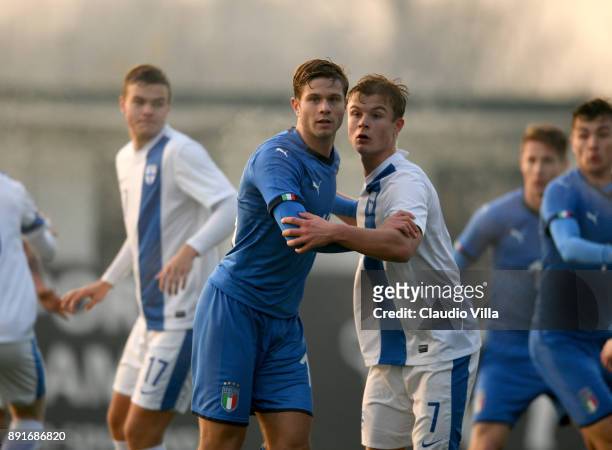 Gabriele Gori of Italy looks on during the international friendly match between Italy U19 and Finland U19 on December 13, 2017 in Brescia, Italy.