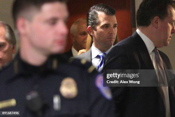 Donald Trump Jr. , son of U.S. President Donald Trump, takes a restroom break during a closed door meeting with Senate Intelligence Committee...