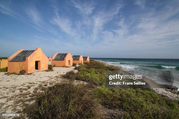 slave huts on bonaire, netherlands antilles - bonaire stock-fotos und bilder