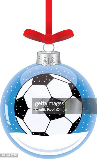 illustrazioni stock, clip art, cartoni animati e icone di tendenza di ornamento natalizio in vetro da calcio - snow ball glass