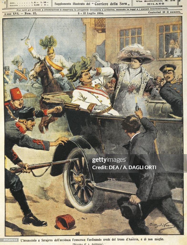 Bosnia, Sarajevo, July 5, 1914, Murder of Archduke Franz Ferdinand, artwork from magazine cover