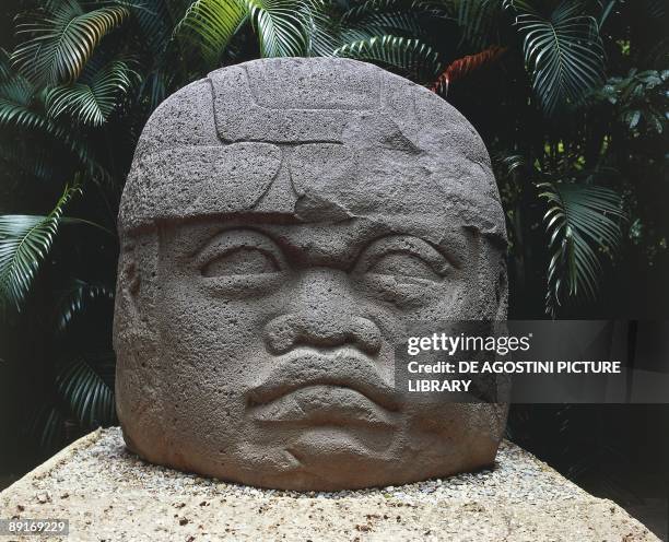 Mexico, villahermosa, tabasco, Olmec art, Colossal stone head of a warrior