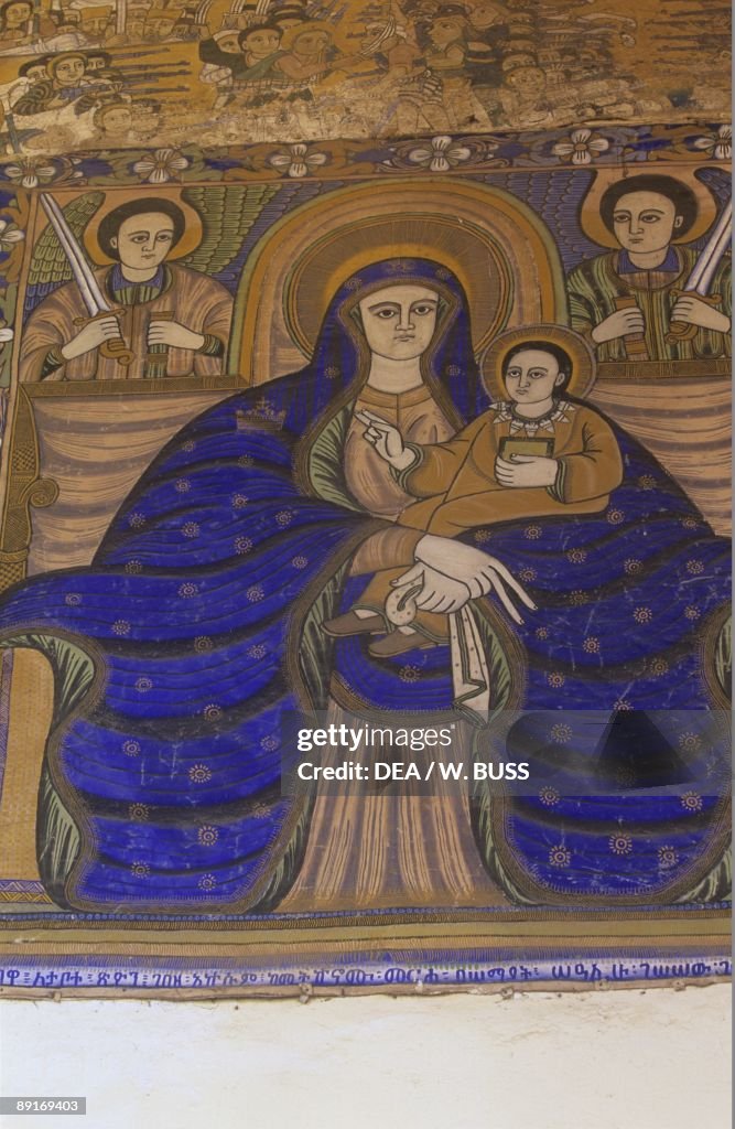 Ethiopia, Tigrai, Aksum, 17th century Fresco detail in church of St. Mary of Sion