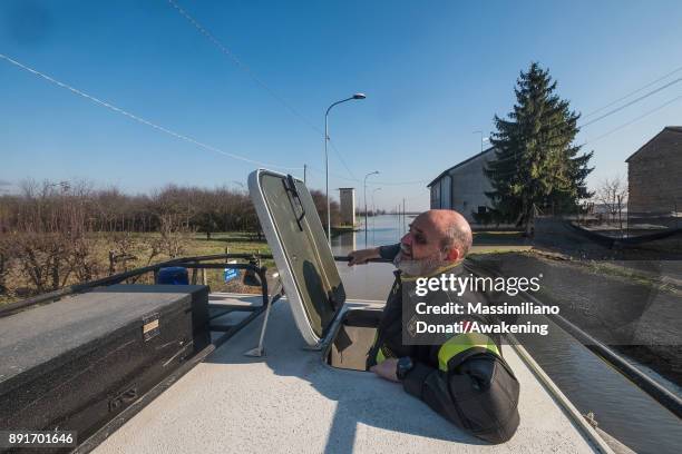 Commander of the Reggio Emilia Fire Brigade Salvatore Demma carries out an investigation of the village of Lentigione together with the Protezione...