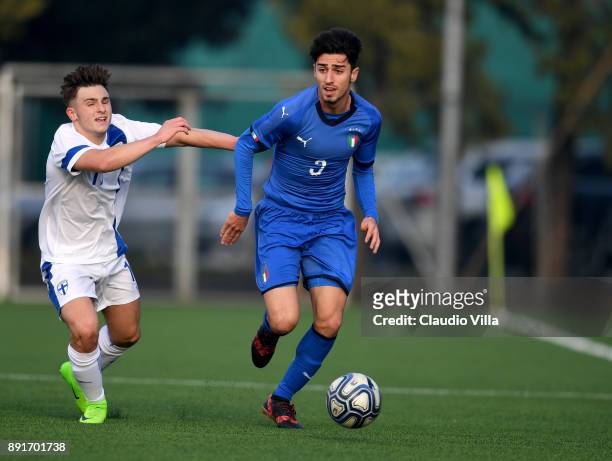 Antonio Candela of Italy in action during the international friendly match between Italy U19 and Finland U19 on December 13, 2017 in Brescia, Italy.