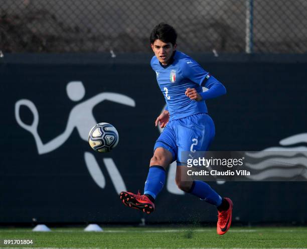 Raoul Bellanova of Italy in action during the international friendly match between Italy U19 and Finland U19 on December 13, 2017 in Brescia, Italy.