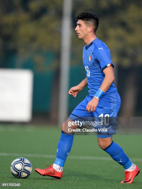 Christian Capone of Italy in action during the international friendly match between Italy U19 and Finland U19 on December 13, 2017 in Brescia, Italy.