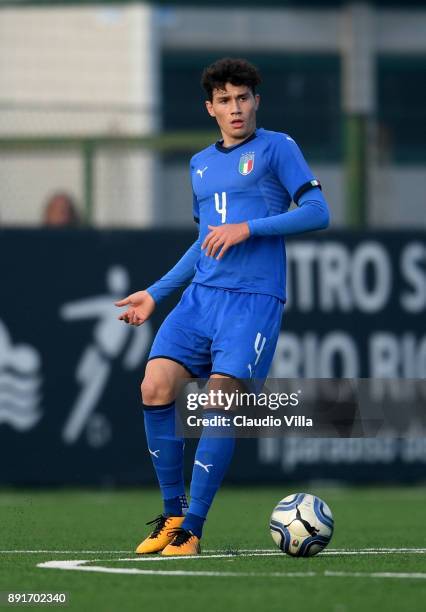 Davide Bettella of Italy in action during the international friendly match between Italy U19 and Finland U19 on December 13, 2017 in Brescia, Italy.