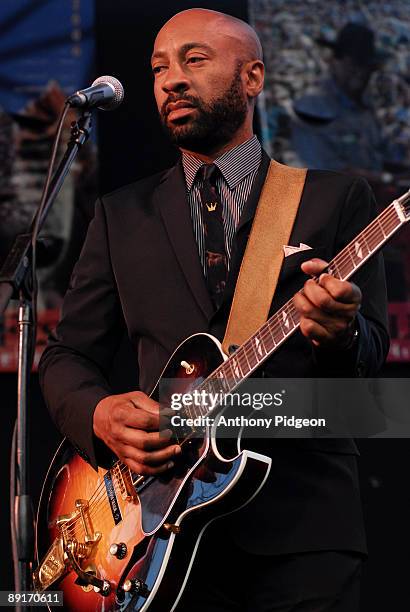 Binky Griptite of Sharon Jones and the Dap Kings performs on stage at the Waterfront Blues Festival at Tom McCall Waterfront Park on July 5, 2009 in...