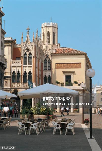 Sidewalk cafe in front of a building, Pedrocchi Cafe, Padua, Veneto, Italy