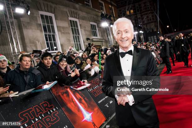 Anthony Daniels attends the European Premiere of Star Wars: The Last Jedi at the Royal Albert Hall on December 12, 2017 in London, England.