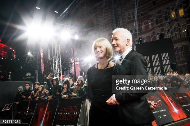 Christine Savage and Anthony Daniels attend the European Premiere of Star Wars: The Last Jedi at the Royal Albert Hall on December 12, 2017 in...