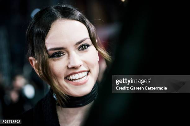 Daisy Ridley attends the European Premiere of Star Wars: The Last Jedi at the Royal Albert Hall on December 12, 2017 in London, England.