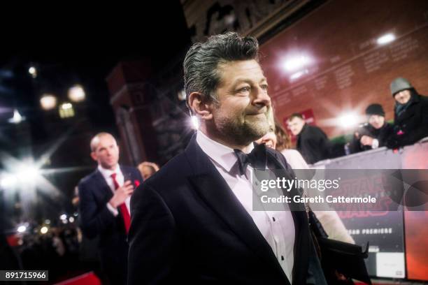Andy Serkis attends the European Premiere of Star Wars: The Last Jedi at the Royal Albert Hall on December 12, 2017 in London, England.