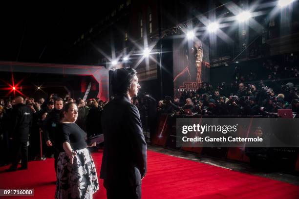 Adam Driver attends the European Premiere of Star Wars: The Last Jedi at the Royal Albert Hall on December 12, 2017 in London, England.