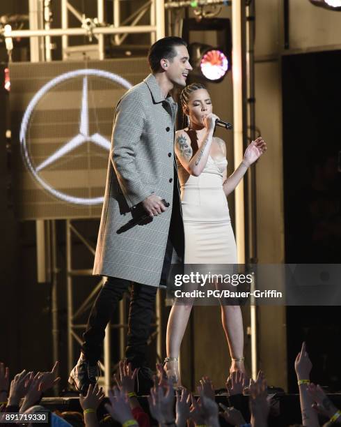 Halsey and G-Eazy are seen on December 12, 2017 in Los Angeles, California.