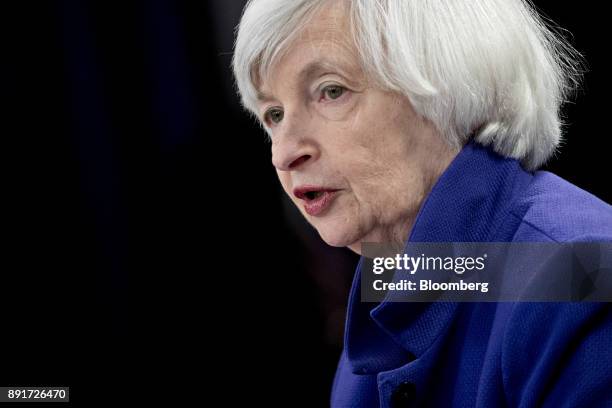 Janet Yellen, chair of the U.S. Federal Reserve, speaks during a news conference following a Federal Open Market Committee meeting in Washington,...