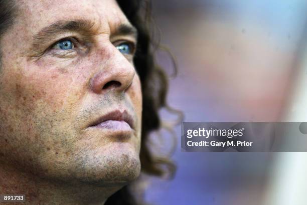 Senegal coach Bruno Metsu looks on during the first half during the Uruguay v Senegal Group A, World Cup Group Stage match played at the Suwon World...