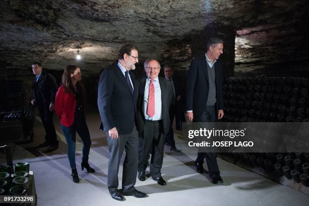 Spanish Prime Minister Mariano Rajoy , Freixenet president Jose Luis Bonet , People's Party deputy secretary of studies and programs Andrea Levy...