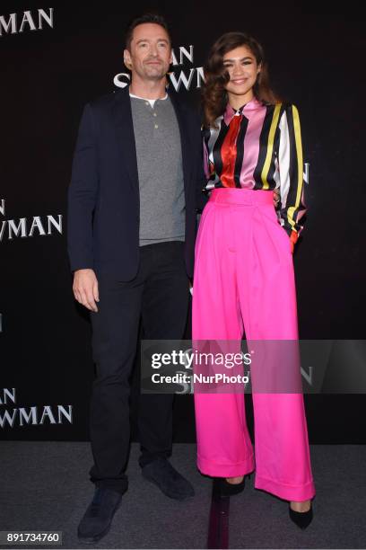 Hugh Jackman and Zendaya is seen during a film press conference to promote The Greatest Showman on December 13, 2017 in México City, Mexico