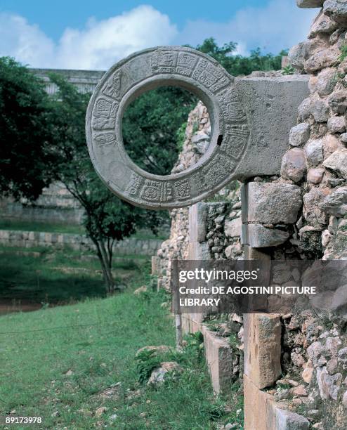 Circular carved stone, Ball Court Ring, Chichen Itza, Yucatan, Mexico