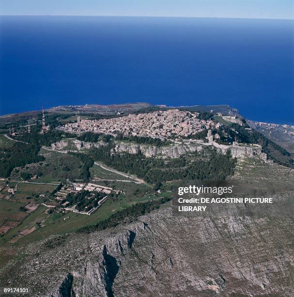 Aerial view of a landscape, Erice, Sicily, Italy