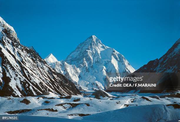 Mountains covered with snow, K2, Karakoram Range, Kashmir, Pakistan