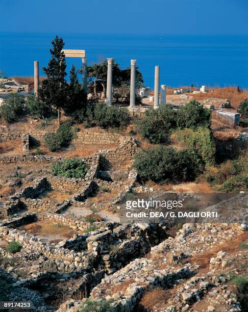 Ruins of a building at the seaside, Roman Colonnade, Byblos, Lebanon