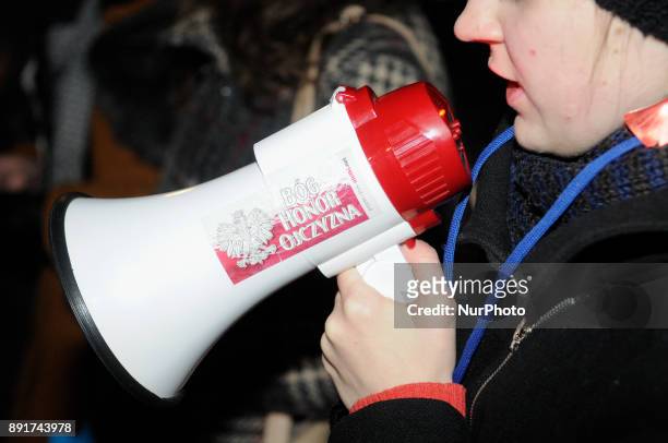 People are seen attending an anti-abortion rally in Bydgoszcz, Poland on December 13, 2017. The conservative government was to introduce stricter...