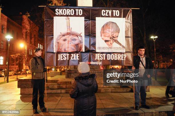 People are seen attending an anti-abortion rally in Bydgoszcz, Poland on December 13, 2017. The conservative government was to introduce stricter...