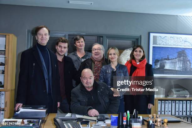 Arnfried Lerche, Matthi Faust, Jaecki Schwarz, Florian Martens, Stefanie Stappenbeck and Alicia Remirez during the photo call at the set of 'Ein...