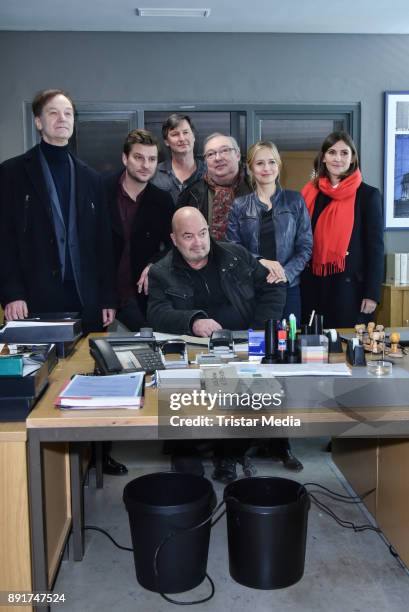 Arnfried Lerche, Matthi Faust, Jaecki Schwarz, Florian Martens, Stefanie Stappenbeck and Alicia Remirez during the photo call at the set of 'Ein...