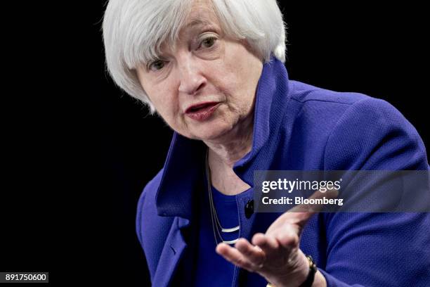 Janet Yellen, chair of the U.S. Federal Reserve, speaks during a news conference following a Federal Open Market Committee meeting in Washington,...